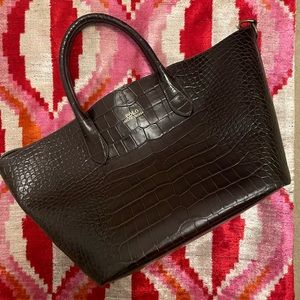 Polo Ralph Lauren Medium Brown Croc Bellport Tote